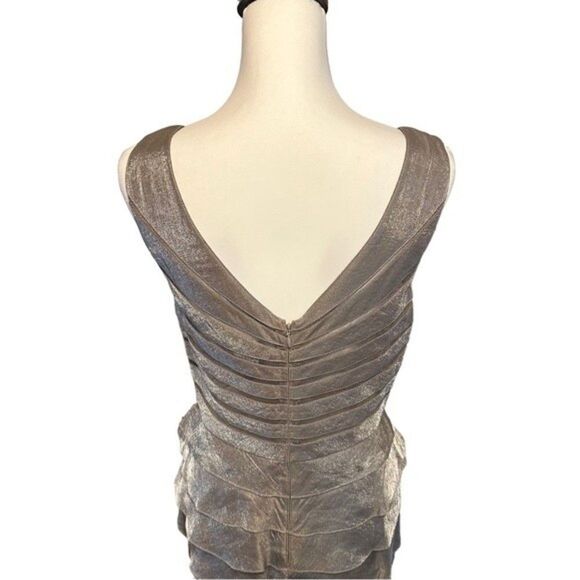 Adrianna Papell Occasions Bronze Shutter Pleat Dress  & Jacket Sz 8 - Picture 10 of 15